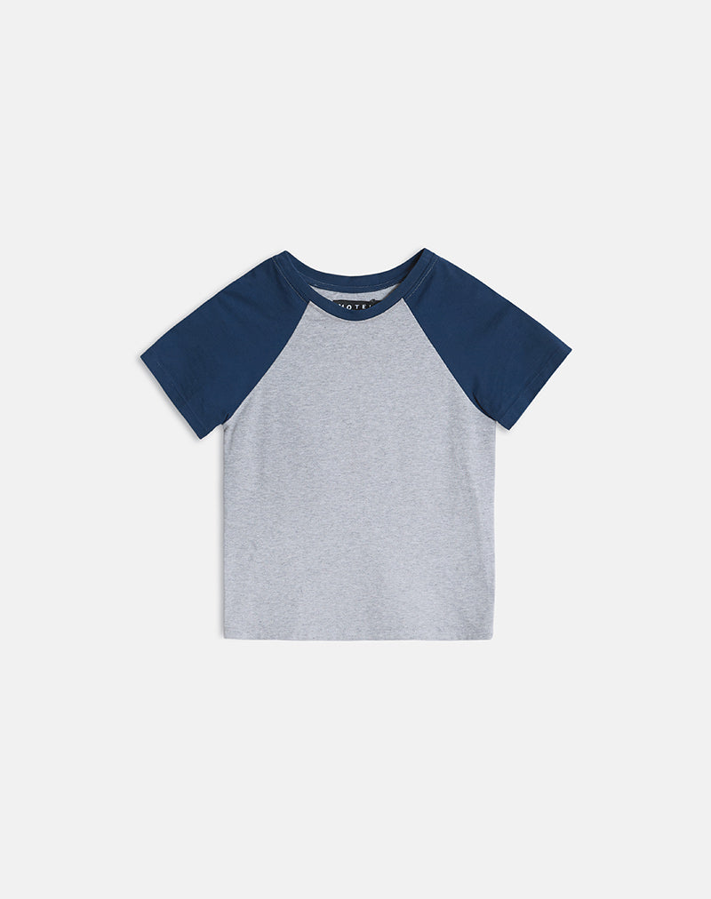 Agneta Tee in Grey Marl and Navy Combination