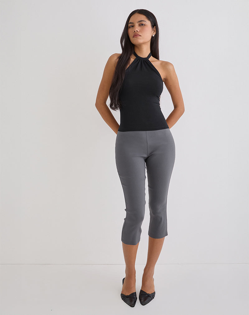 Asla Cropped Capri Trouser in Stretch Tailoring Charcoal