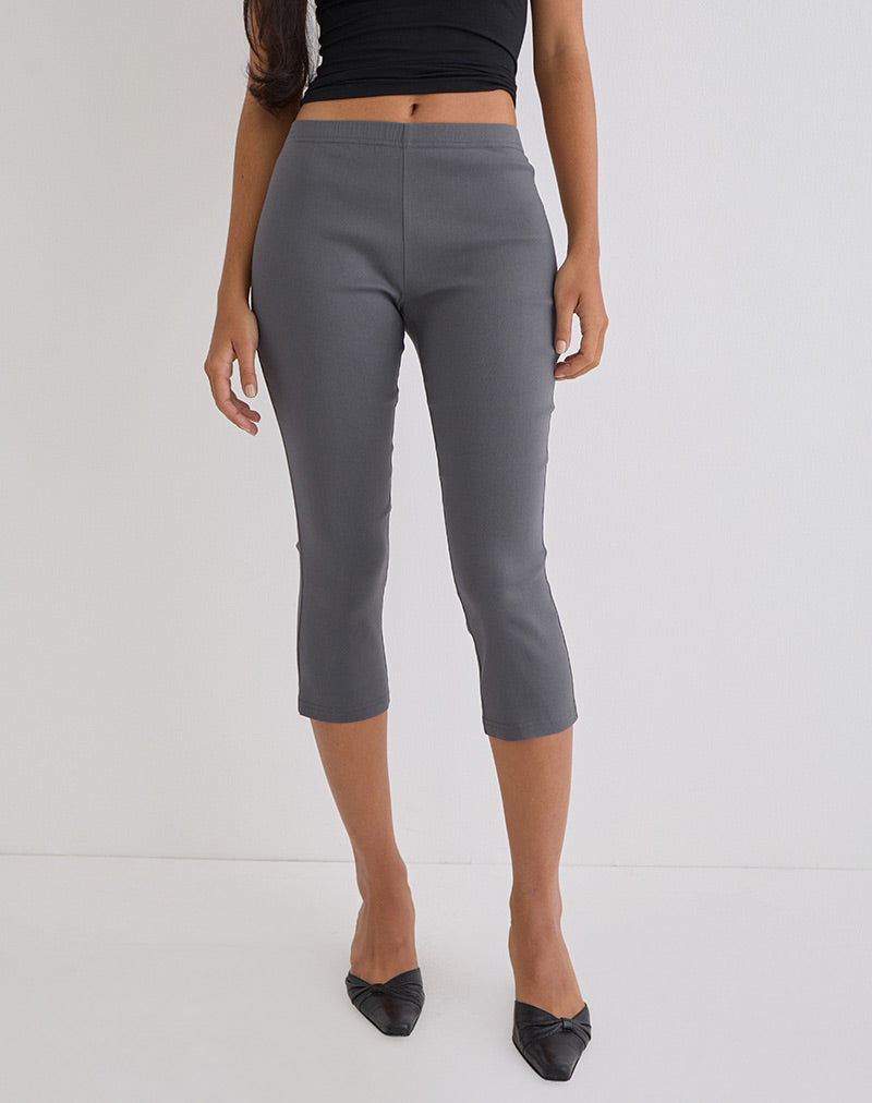 Asla Cropped Capri Trouser in Stretch Tailoring Charcoal