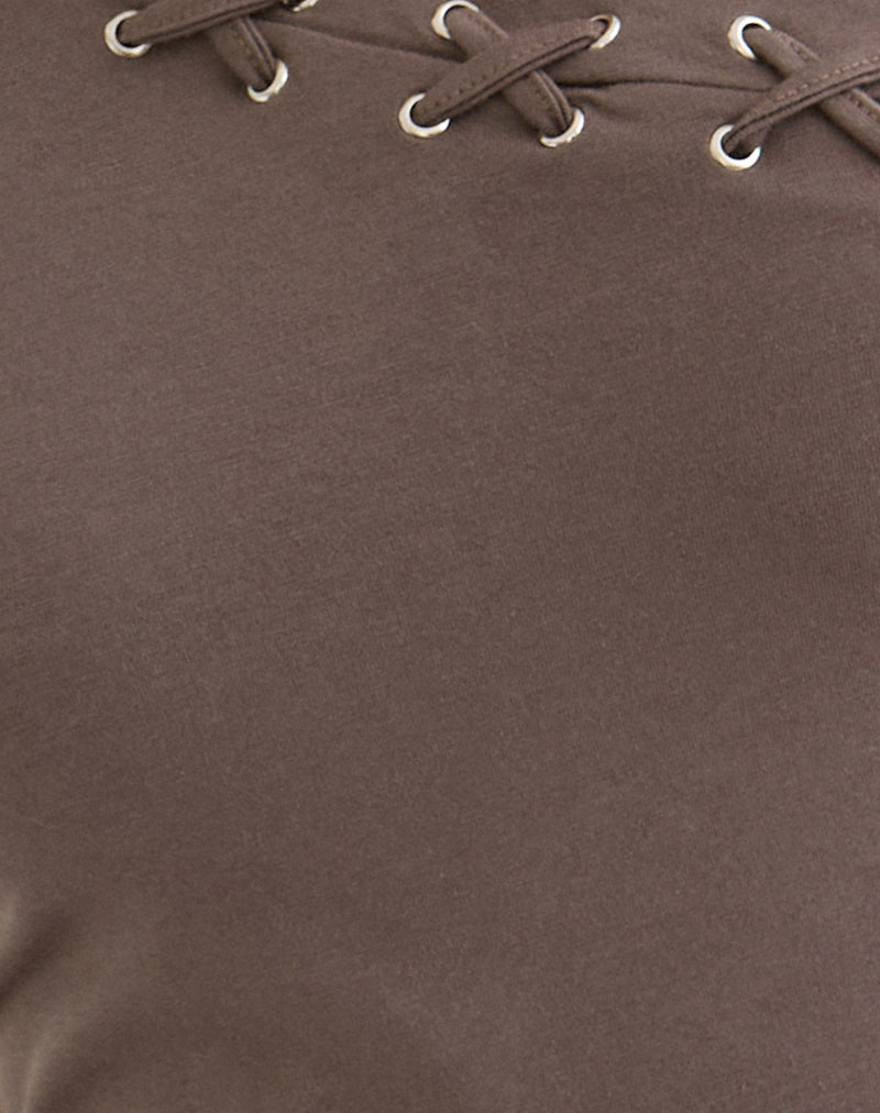 Chivago Cross Lace Up Top in Coffee Quartz