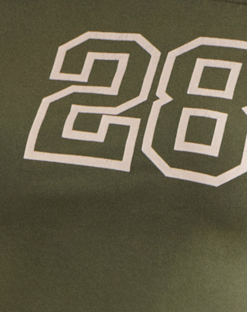 Danama One Shoulder Top in Rayon Jersey Grape with '28' Graphic