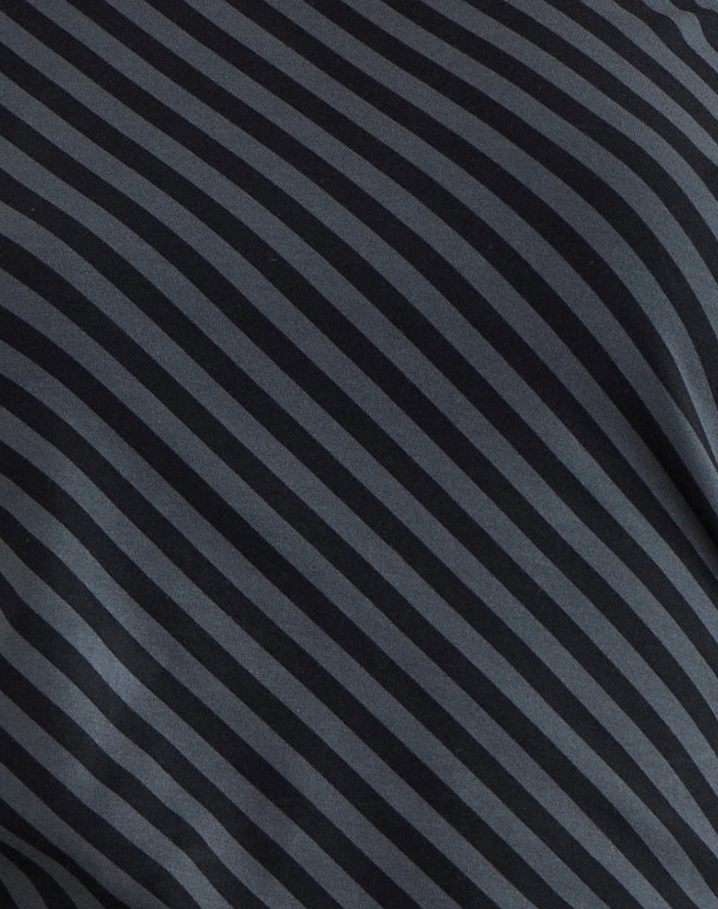 Danama One Shoulder Top in Oblique Stripe Ocean Storm