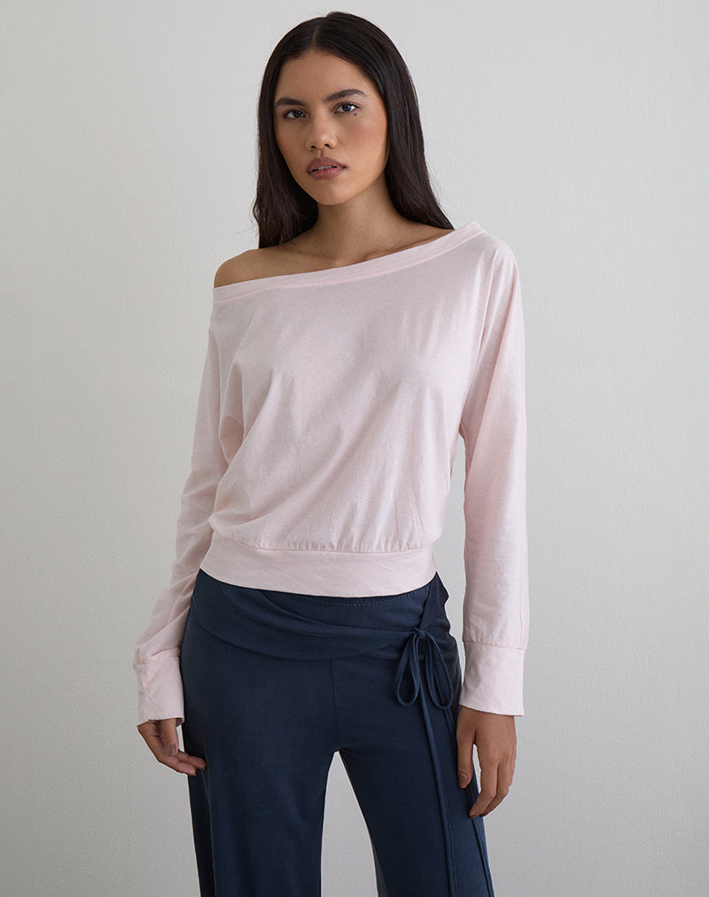 Daral Long Sleeve Top in Jersey Light Pink