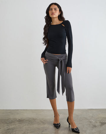 Effy Tie Side Cupro Capri in Dark Grey