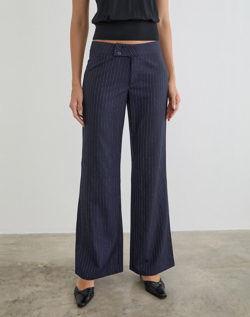 Falita Trouser in Tailoring Navy Stripe