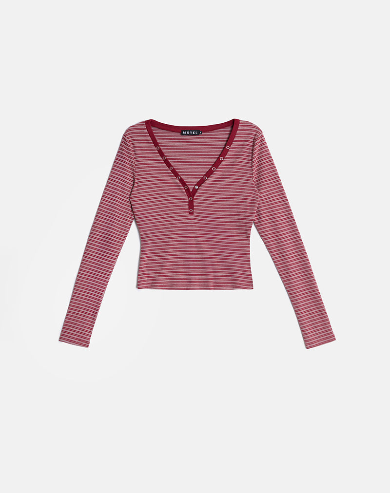 Yusi Long Sleeve Top in Burgundy Stripe